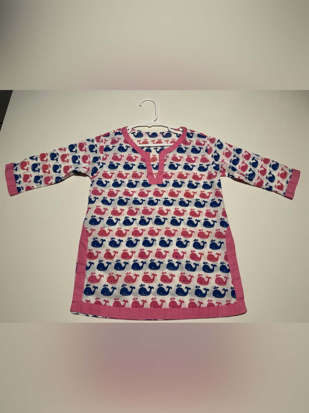 Pottery Barn Kids Pink & Blue Whale Print Top 18-24 months